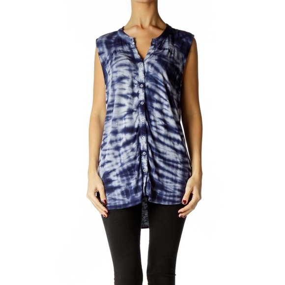 Max Jeans Tops - Max Jeans Blue Tie Dye Soft Sleeveless Top